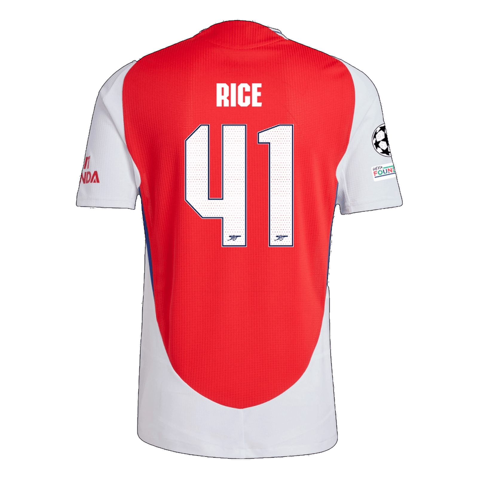 adidas Arsenal Authentic Declan Rice Home Jersey w/ Champions League Patches 24/25 (Better Scarlet/White) | SoccerWearhouse