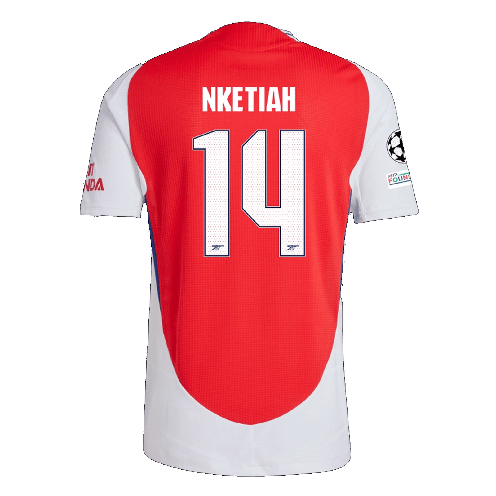 adidas Arsenal Authentic Eddie Nketiah Home Jersey w/ Champions League Patches 24/25 (Better Scarlet/White) | SoccerWearhouse