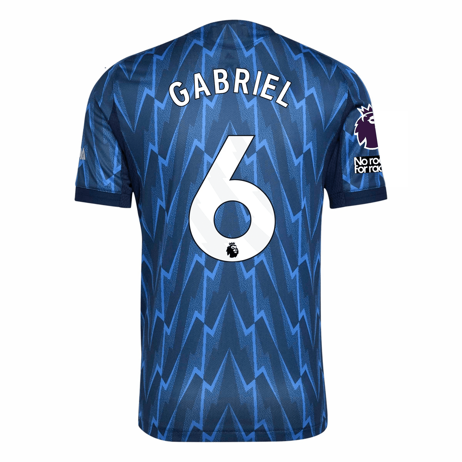 adidas Arsenal Authentic Gabriel Away Jersey w/ EPL + No Room For Racism 25/26 (Indigo/Silver) | SoccerWearhouse