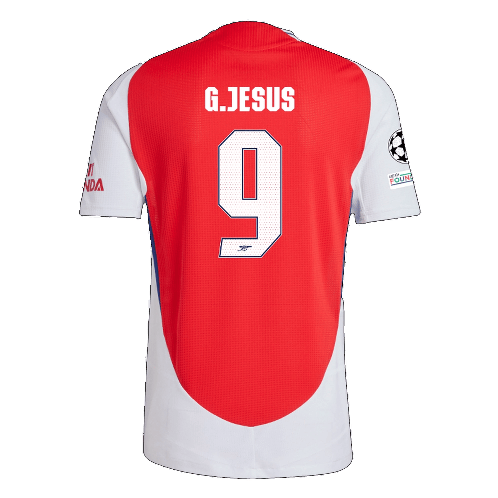 adidas Arsenal Authentic Gabriel Jesus Home Jersey w/ Champions League Patches 24/25 (Better Scarlet/White) | SoccerWearhouse
