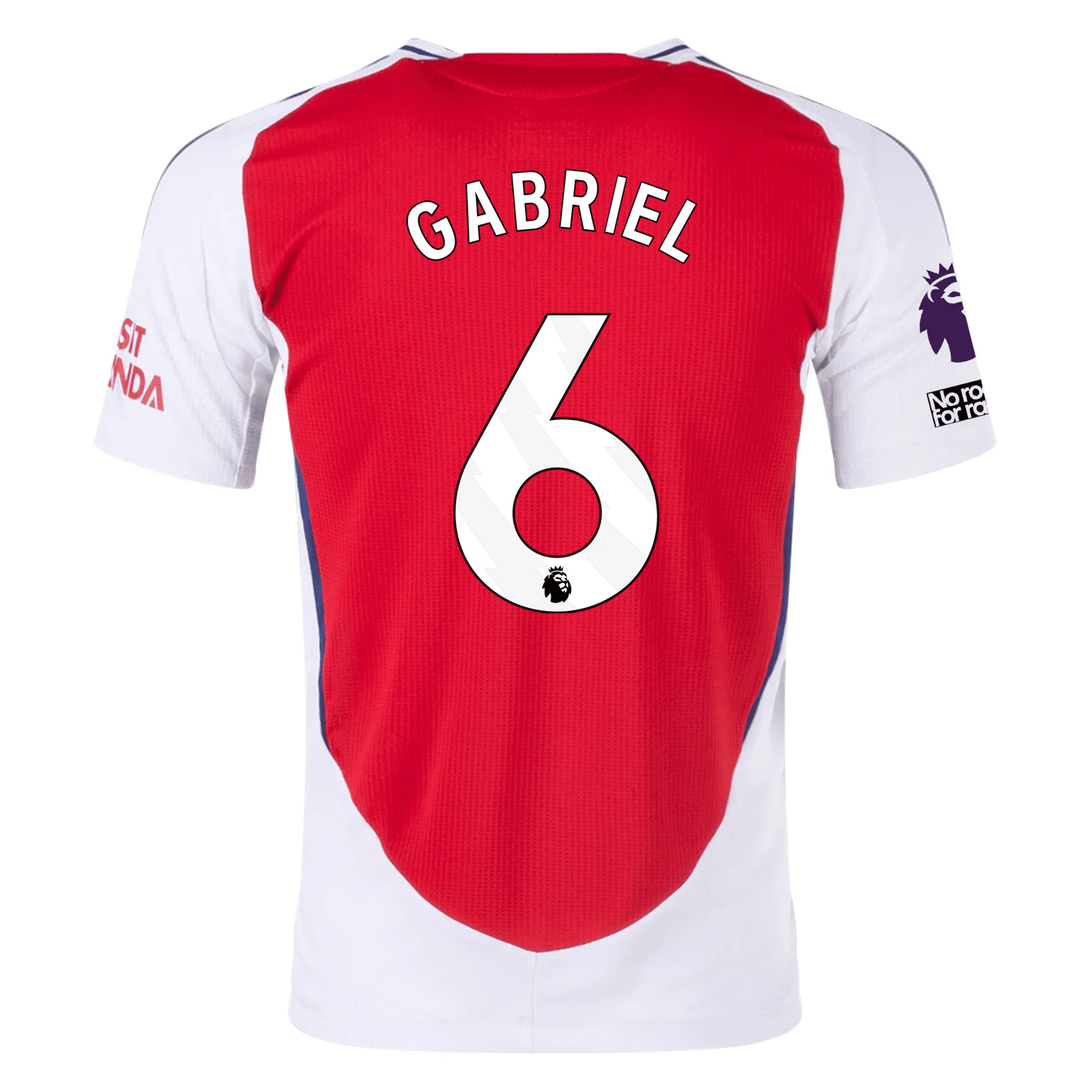 adidas Arsenal Authentic Gabriel Magalhães Home Jersey w/ EPL + No Room For Racism Patches 24/25 (Better Scarlet/White) | SoccerWearhouse