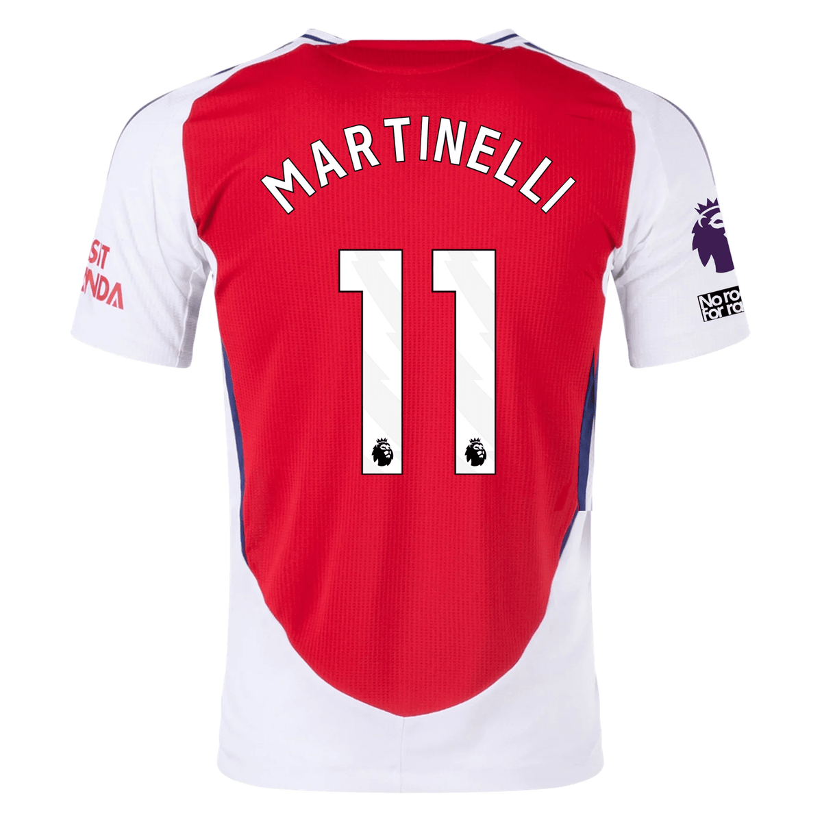 adidas Arsenal Authentic Gabriel Martinelli Home Jersey w/ EPL + No Room For Racism Patches 24/25 (Better Scarlet/White) | SoccerWearhouse