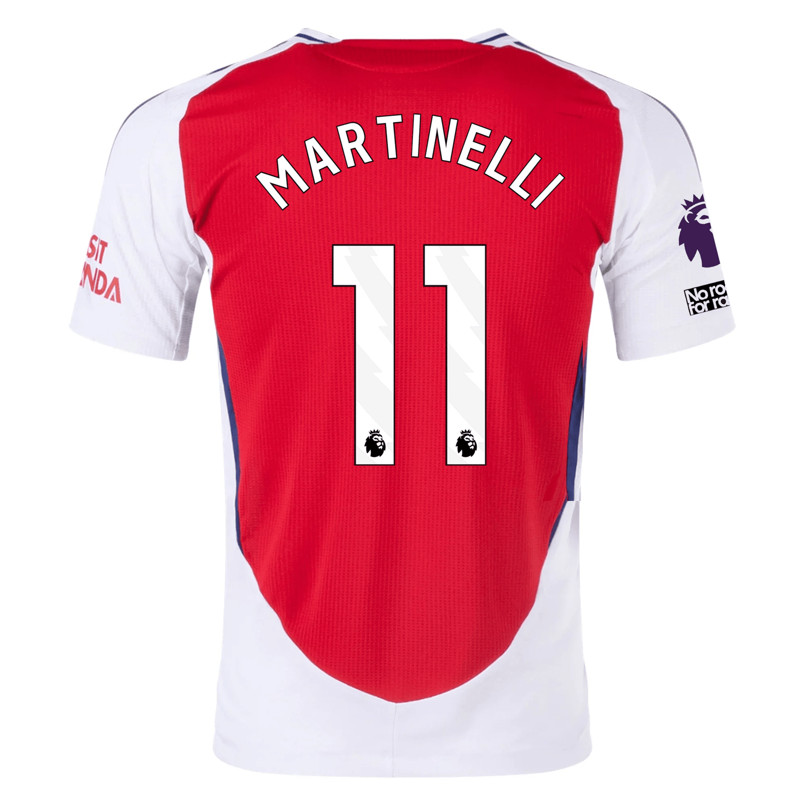 adidas Arsenal Authentic Gabriel Martinelli Home Jersey w/ EPL + No Room For Racism Patches 24/25 (Better Scarlet/White) | SoccerWearhouse