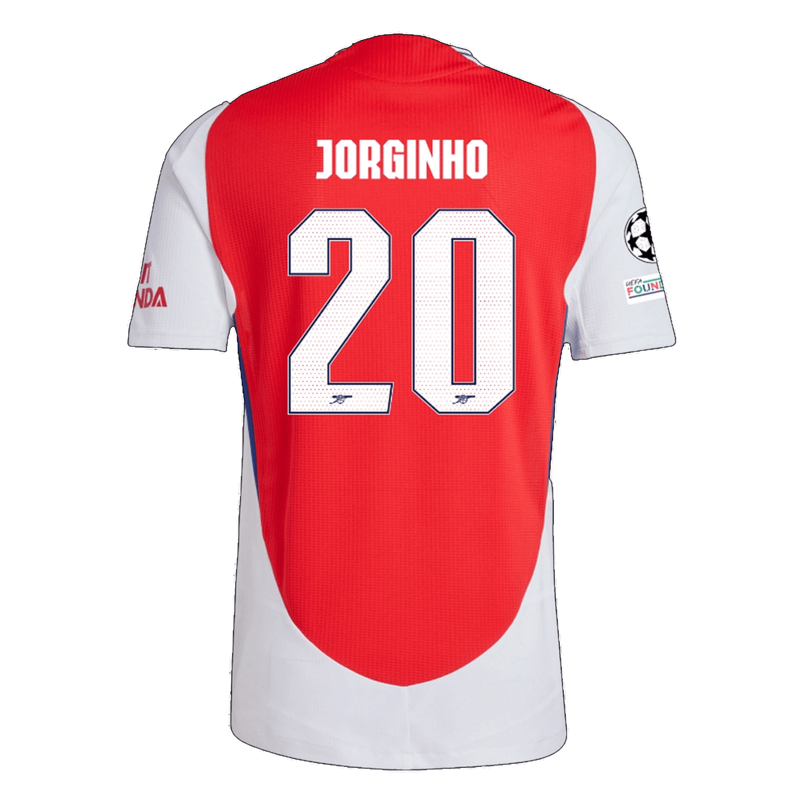 adidas Arsenal Authentic Jorginho Home Jersey w/ Champions League Patches 24/25 (Better Scarlet/White) | SoccerWearhouse