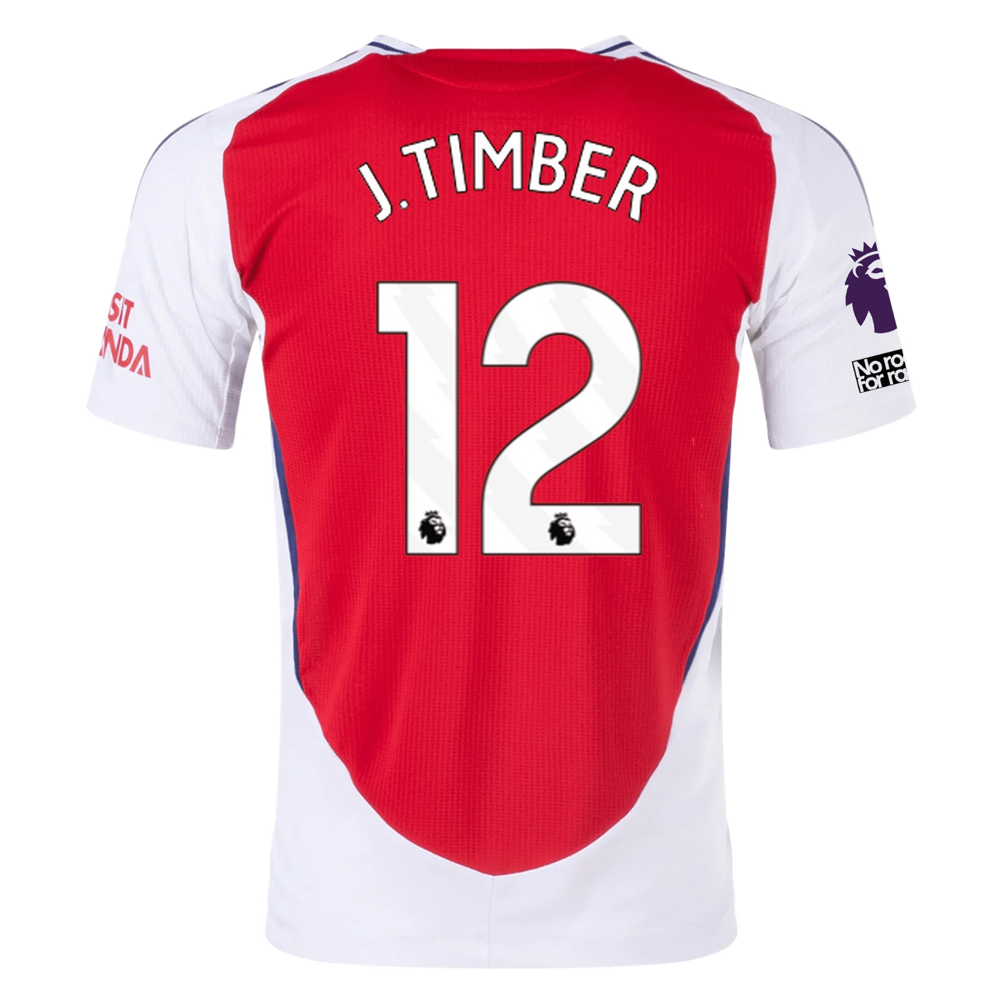 adidas Arsenal Authentic Jurrien Timber Home Jersey w/ EPL + No Room F