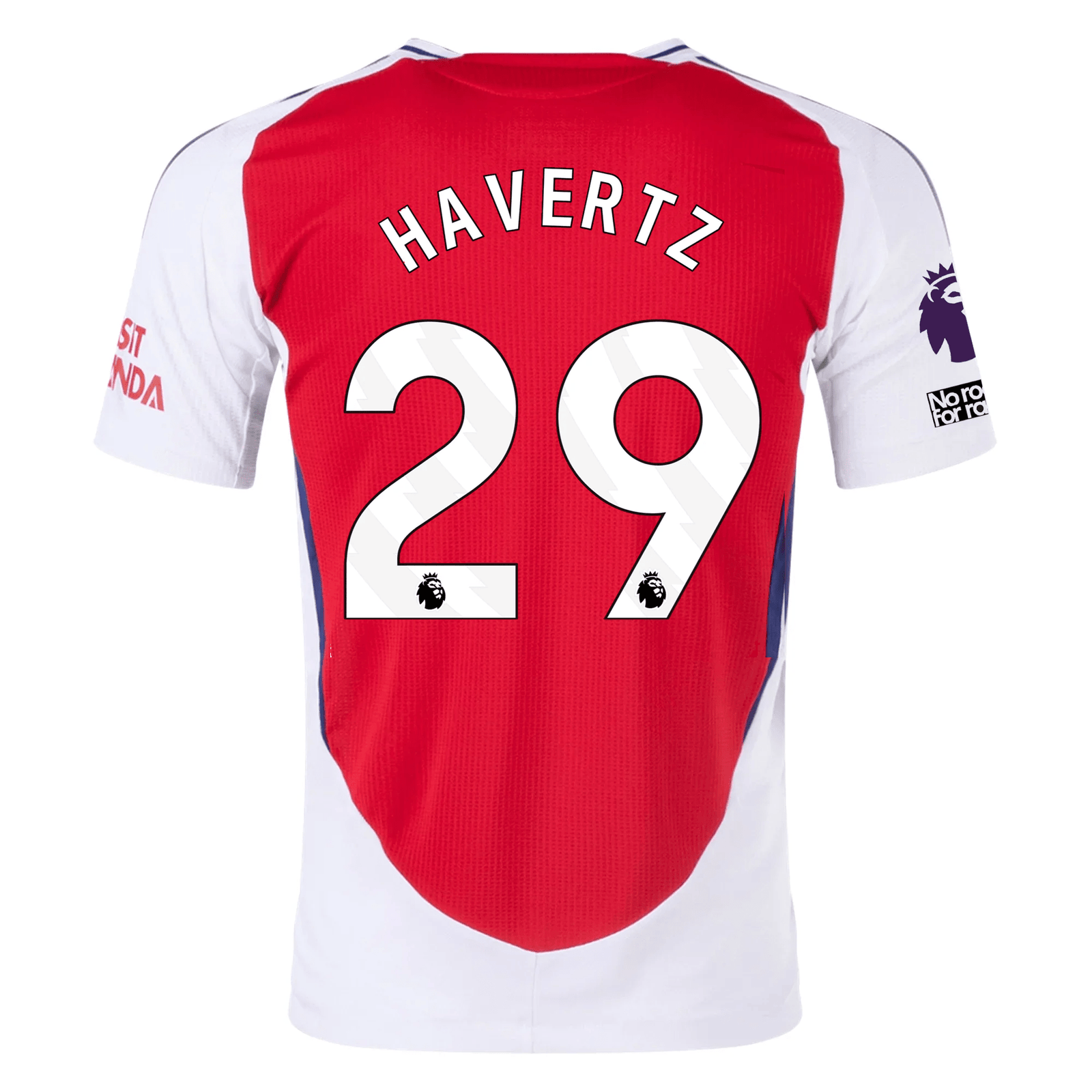 adidas Arsenal Authentic Kai Havertz Home Jersey w/ EPL + No Room For Racism Patches 24/25 (Better Scarlet/White) | SoccerWearhouse