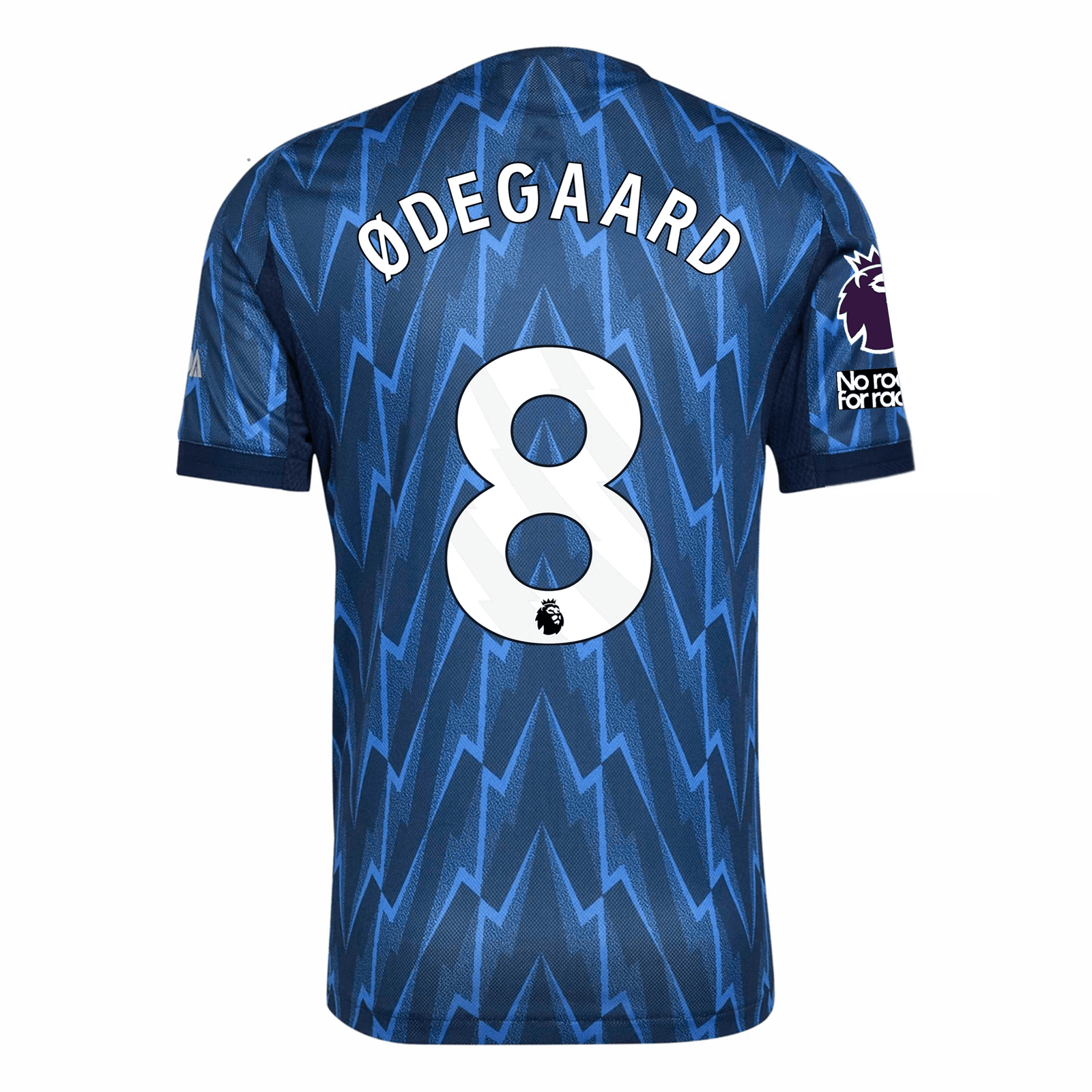 adidas Arsenal Authentic Martin Ødegaard Away Jersey w/ EPL + No Room For Racism 25/26 (Indigo/Silver) | SoccerWearhouse
