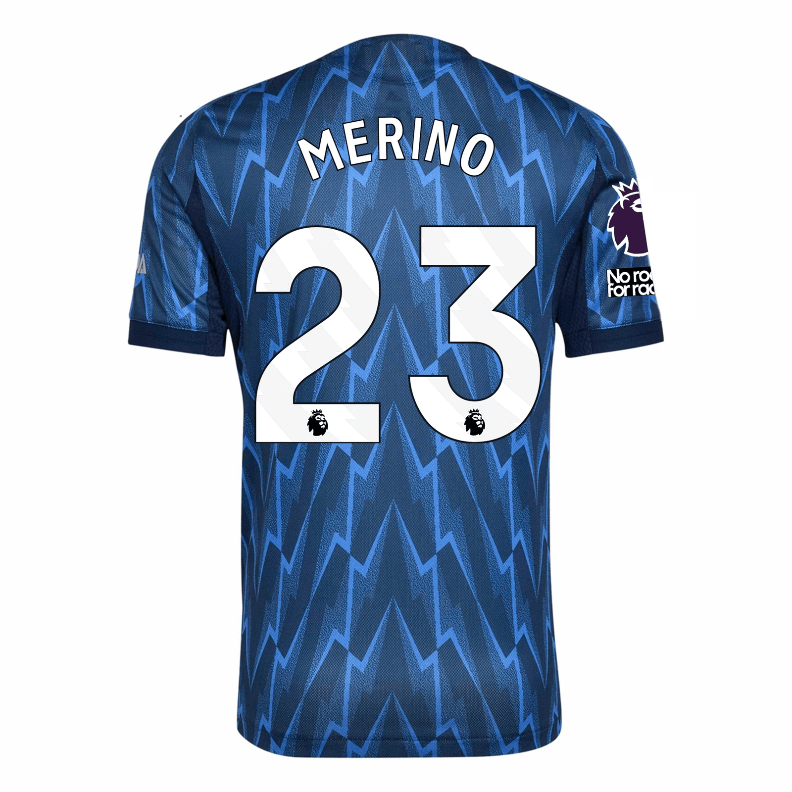 adidas Arsenal Authentic Mikel Merino Away Jersey w/ EPL + No Room For Racism 25/26 (Indigo/Silver) | SoccerWearhouse