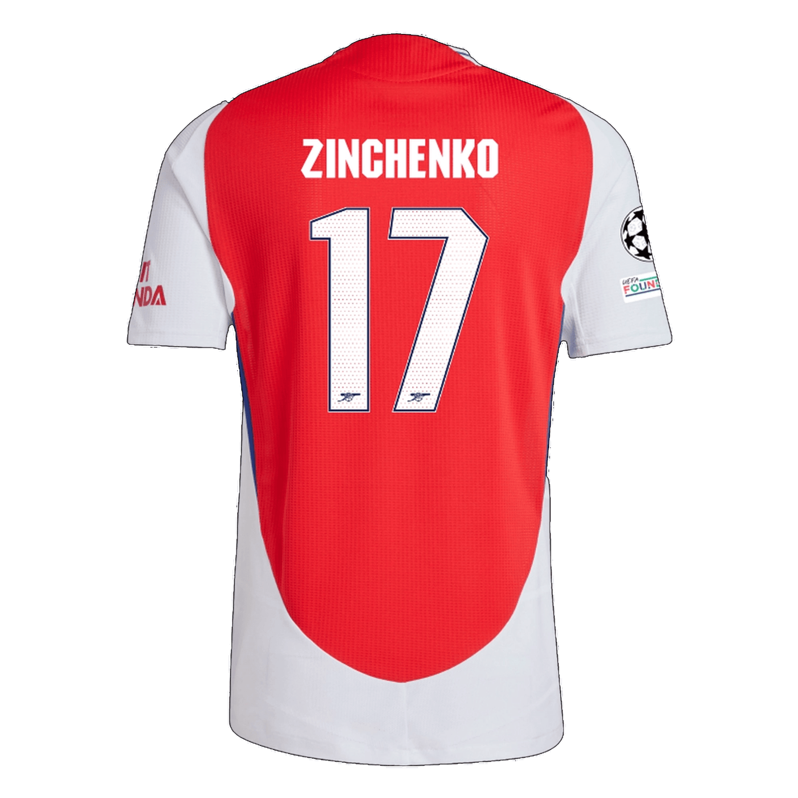 adidas Arsenal Authentic Oleksandr Zinchenko Home Jersey w/ Champions League Patches 24/25 (Better Scarlet/White) | SoccerWearhouse