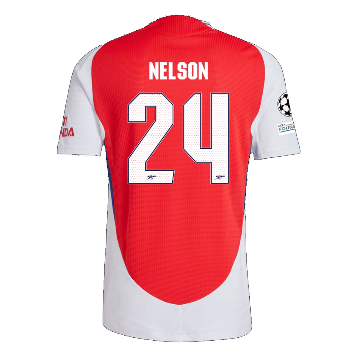adidas Arsenal Authentic Reiss Nelson Home Jersey w/ Champions League Patches 24/25 (Better Scarlet/White) | SoccerWearhouse