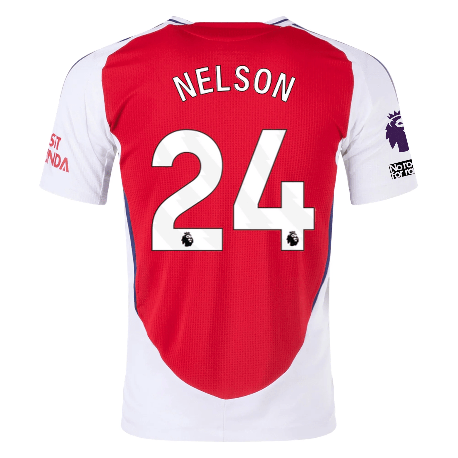 adidas Arsenal Authentic Reiss Nelson Home Jersey w/ EPL + No Room For Racism Patches 24/25 (Better Scarlet/White) | SoccerWearhouse
