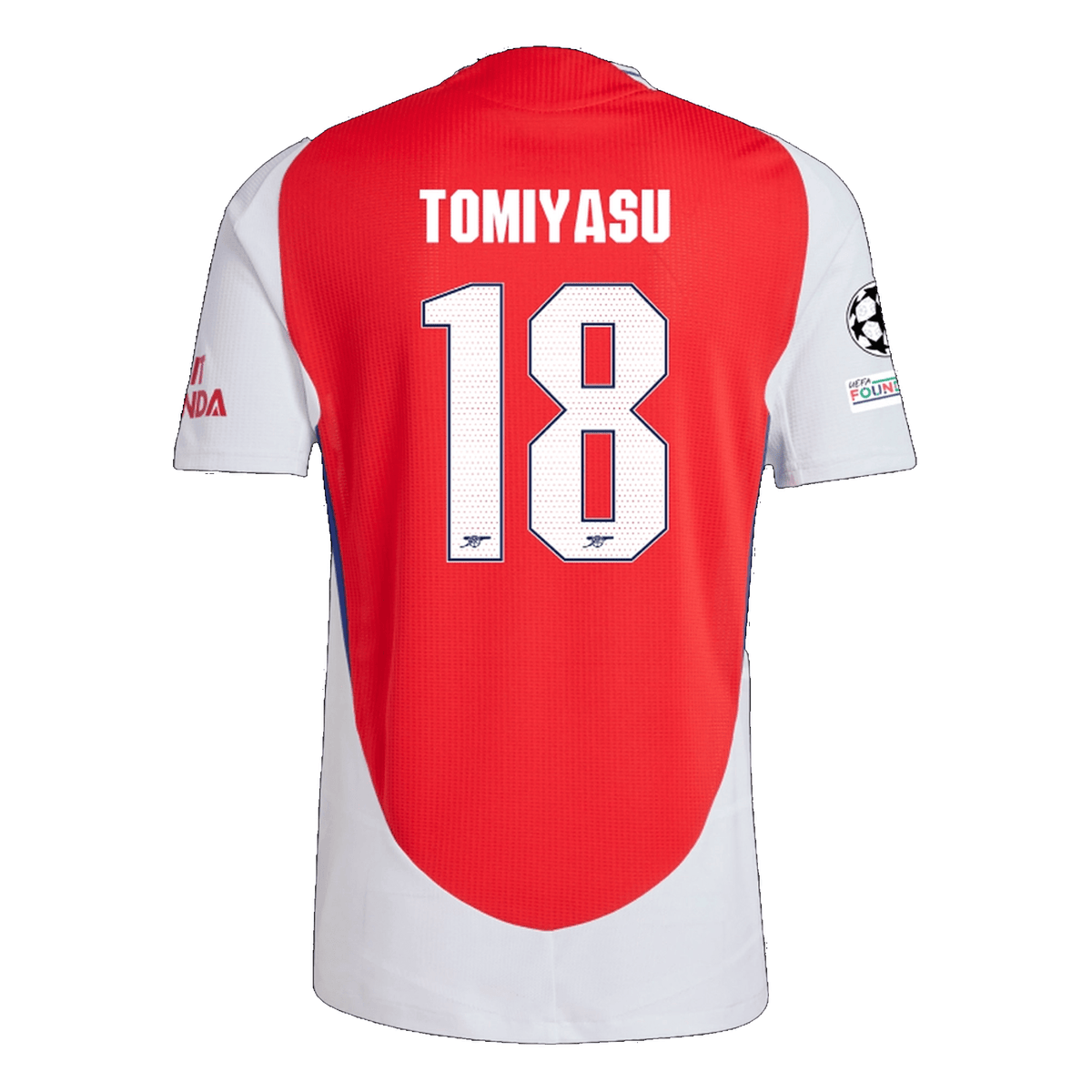 adidas Arsenal Authentic Takehiro Tomiyasu Home Jersey w/ Champions League Patches 24/25 (Better Scarlet/White) | SoccerWearhouse
