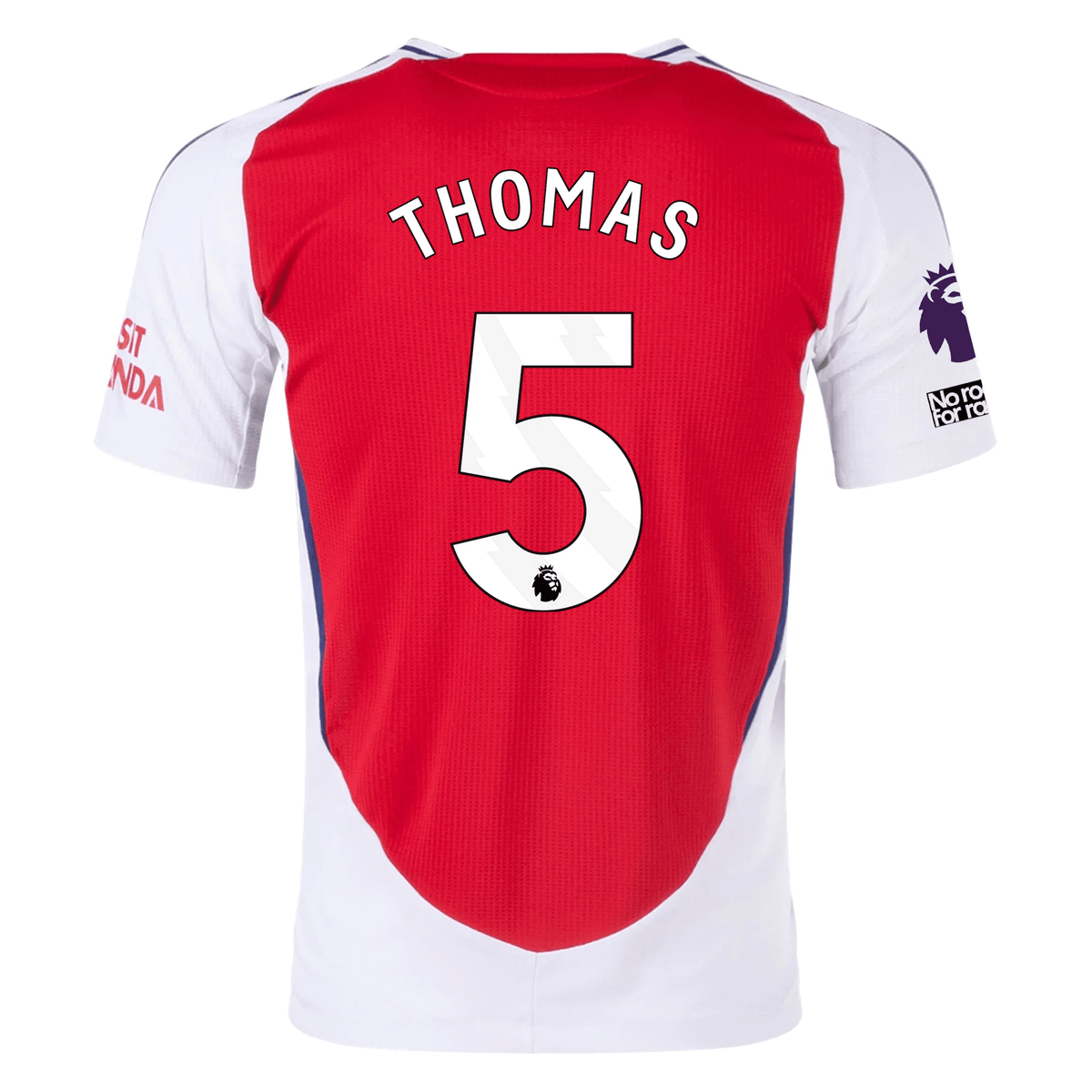 adidas Arsenal Authentic Thomas Partey Home Jersey w/ EPL + No Room For Racism Patches 24/25 (Better Scarlet/White) | SoccerWearhouse