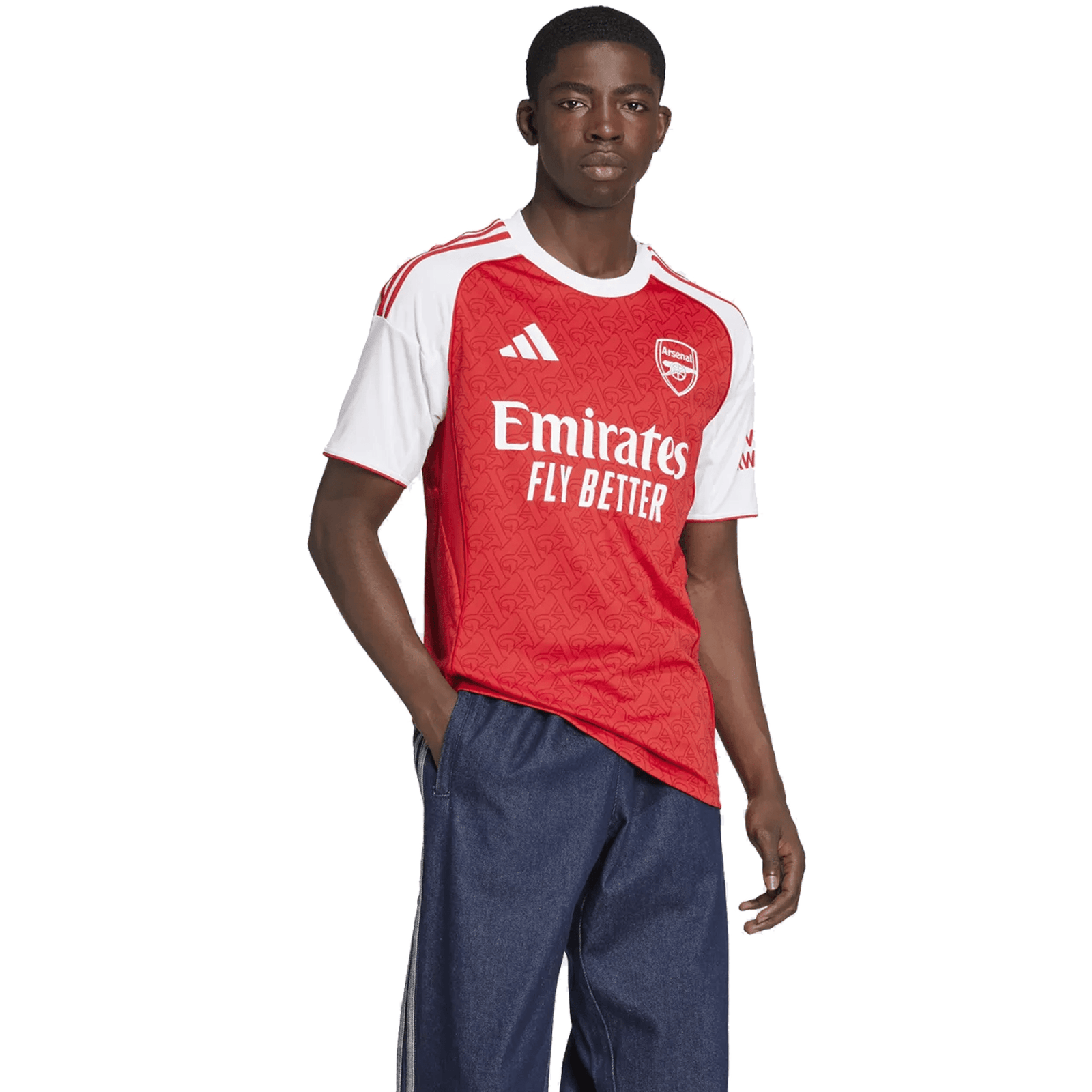 adidas Arsenal Eberechi Eze Home Jersey w/ EPL + No Room For Racism Patches 25/26 (Better Scarlet/White) | SoccerWearhouse