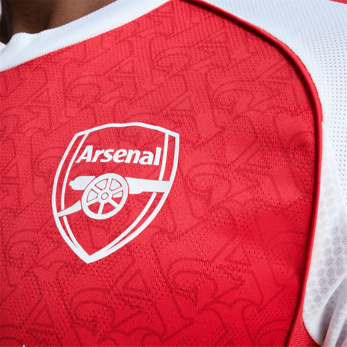 adidas Arsenal FC Authentic Home Jersey w/ Champions League Patches 25/26 (Better Scarlet/White) | SoccerWearhouse