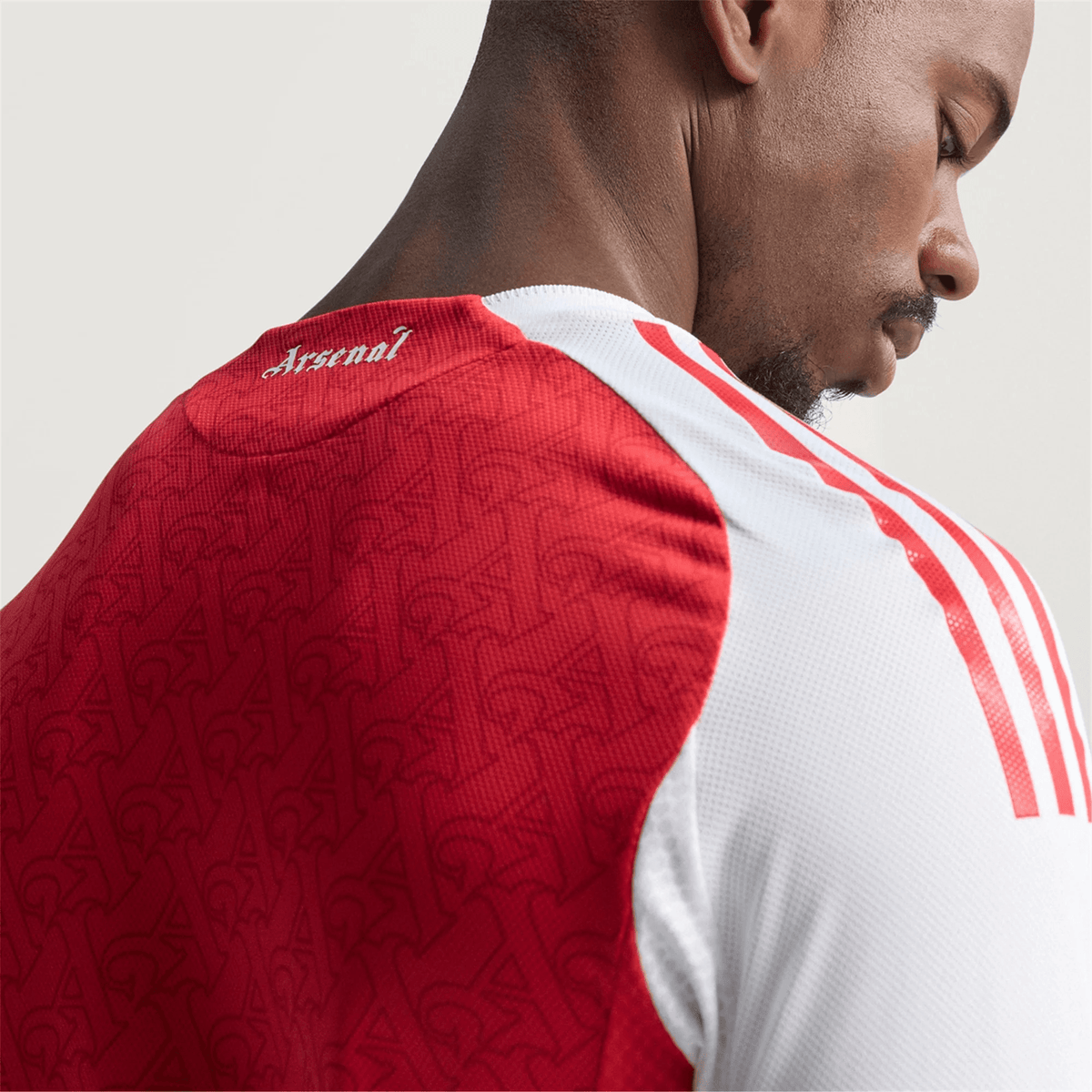 adidas Arsenal FC Authentic Home Jersey w/ Champions League Patches 25/26 (Better Scarlet/White) | SoccerWearhouse