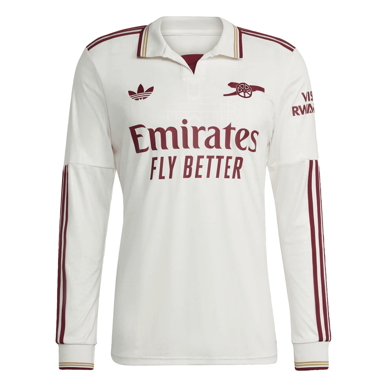 adidas Arsenal Third Long Sleeve Jersey 25/26 (White/Burgundy) | SoccerWearhouse