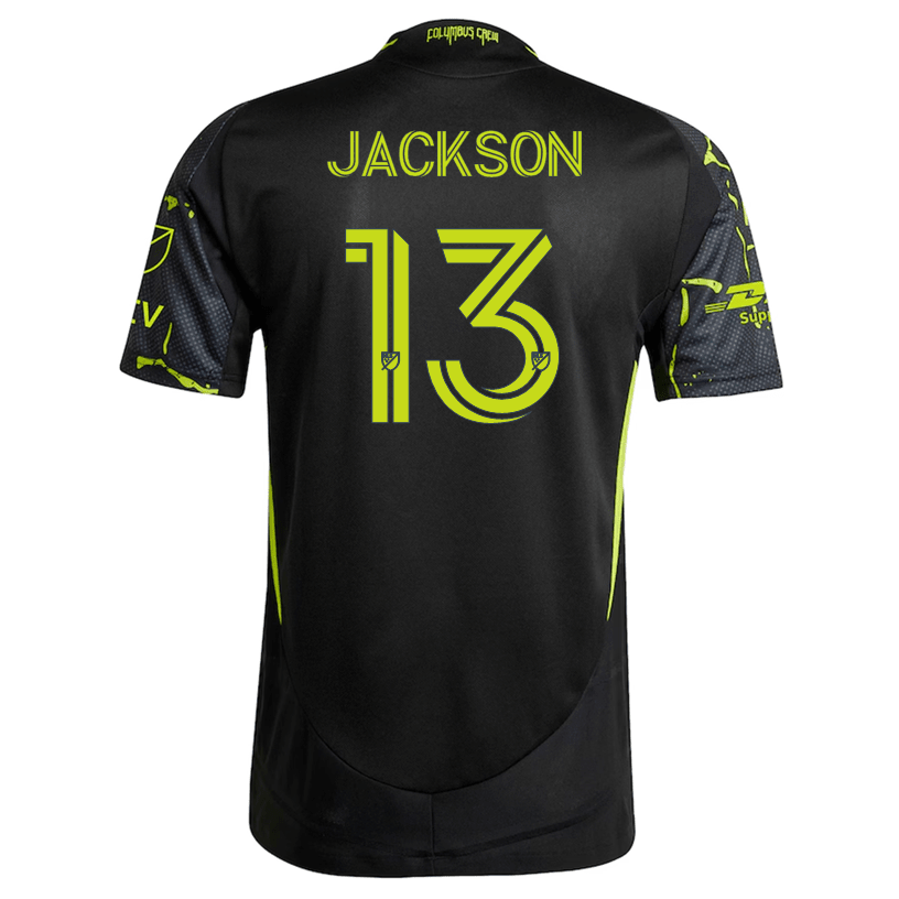 adidas Aziel Jackson Columbus Crew Authentic Away Jersey w/ MLS Patches 25/26 (Black/Yellow) | SoccerWearhouse