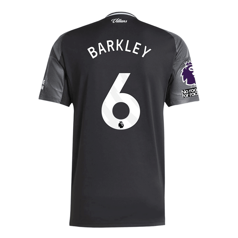 adidas Barkley Men's Aston Villa 25/26 Away Jersey w/ EPL + NRFR Patches (Black/Global Blue) | SoccerWearhouse