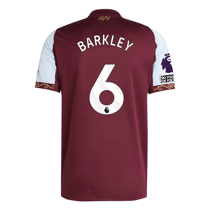 adidas Barkley Men's Aston Villa Home Jersey 25/26 w/ NRFR + EPL Patches (Maroon/Blue) | SoccerWearhouse