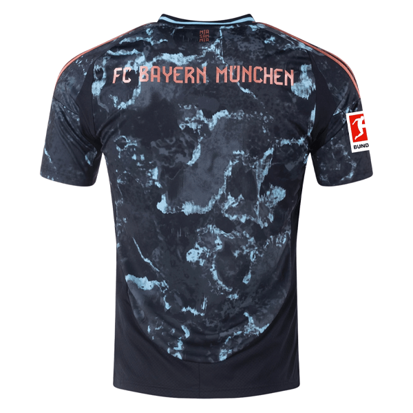 adidas Bayern Munich Away Jersey w/ Bundesiga Patch 24/25 (Black/Copper/Blue) | SoccerWearhouse