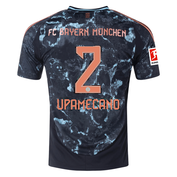 adidas Bayern Munich Dayot Upamecano Away Jersey w/ Bundesliga Patch 24/25 (Black/Copper/Blue) | SoccerWearhouse