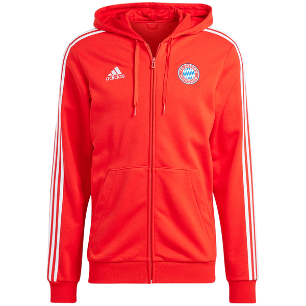 adidas Bayern Munich DNA Full Zip Hoodie 23/24 (Red/White) | SoccerWearhouse