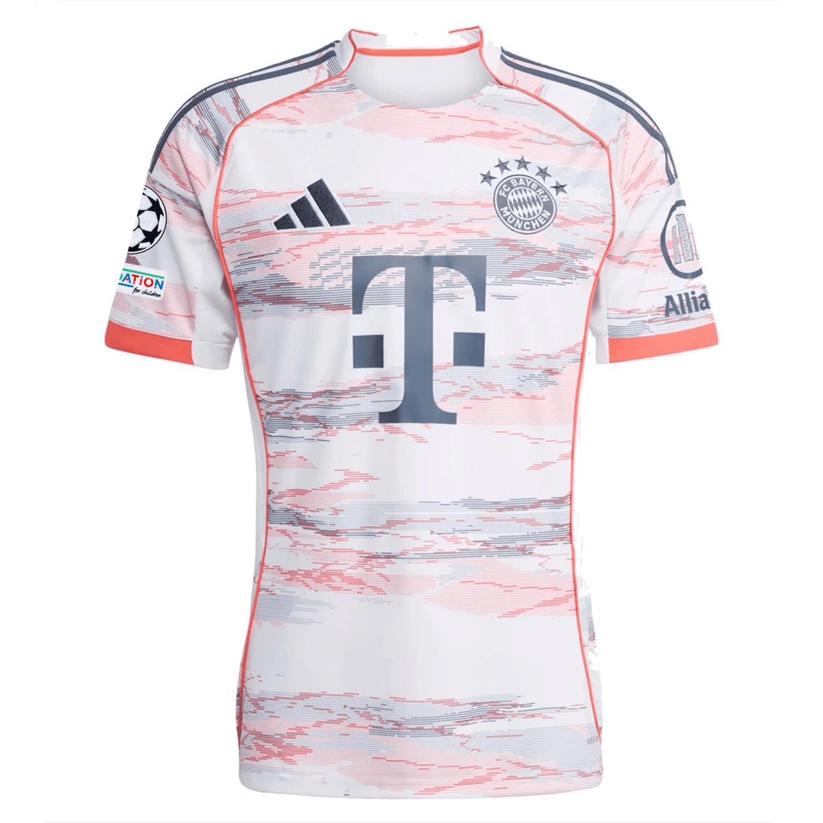 adidas Bayern Munich Harry Kane Away Jersey w/ Champions League Patches 25/26 (White/Red) | SoccerWearhouse