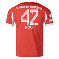 adidas Bayern Munich Karl Home Jersey w/ Champions League Patches 25/26 (Red)