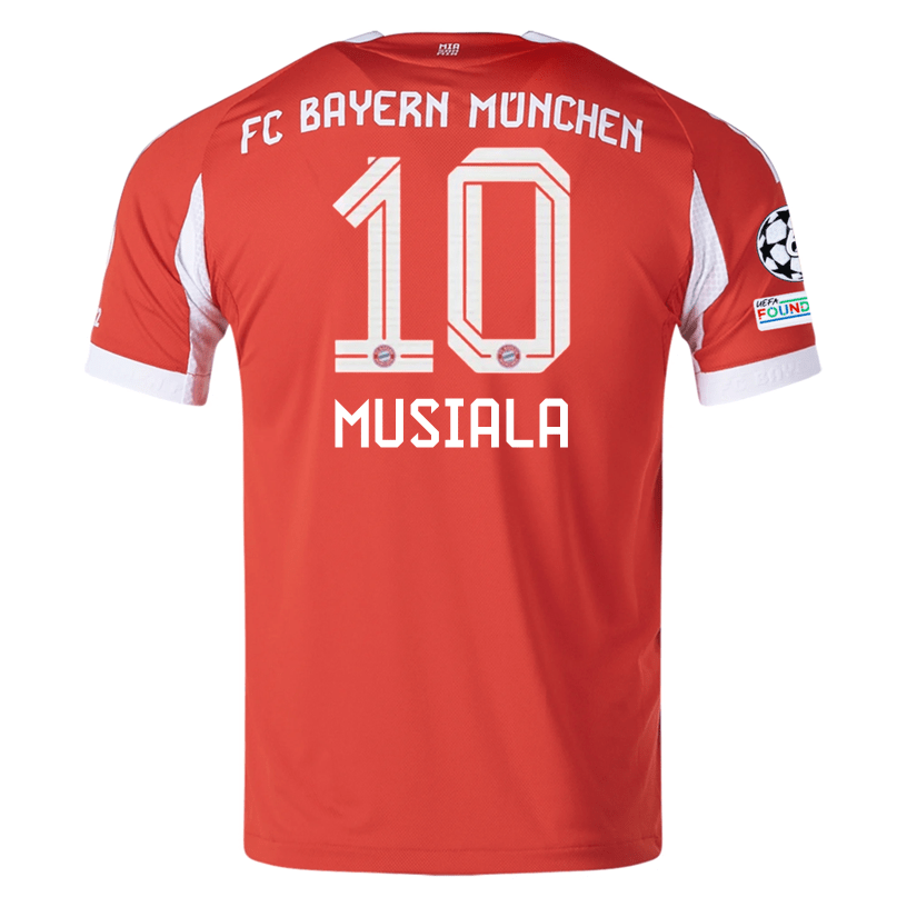 FC Bayern München 赤 シャツ adidas Bayern Munich Musiala Home Jersey w/ Champions League Patches 2