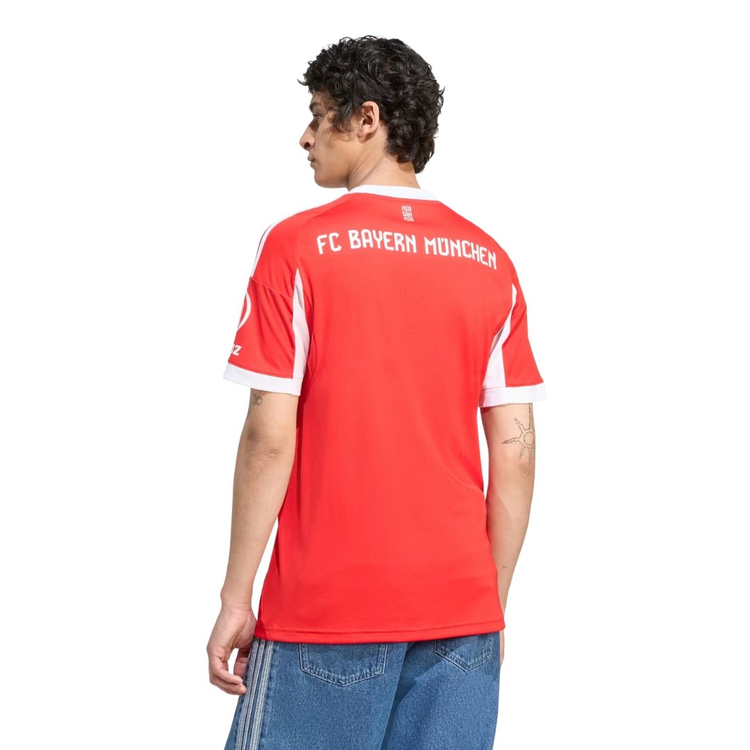 adidas Bayern Munich Pavlovic Home Jersey w/ Champions League Patches 25/26 (Red) | SoccerWearhouse
