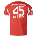 adidas Bayern Munich Pavlovic Home Jersey w/ Champions League Patches 25/26 (Red)