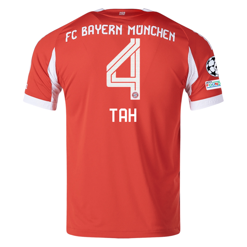 adidas Bayern Munich Tah Home Jersey w/ Champions League Patches 25/26 (Red) | SoccerWearhouse