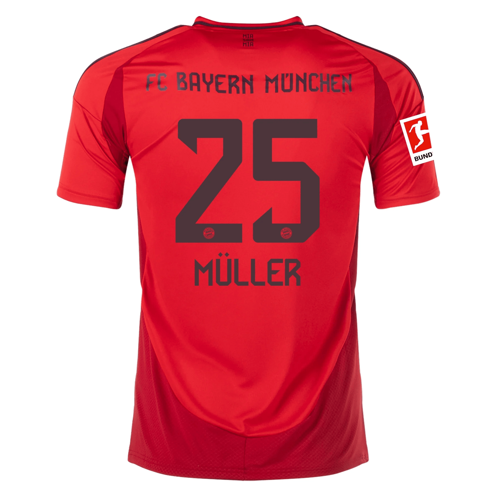adidas Bayern Munich Thomas Muller Home Jersey w/ Bundesliga Patch 24/25 (Red/Black) | SoccerWearhouse