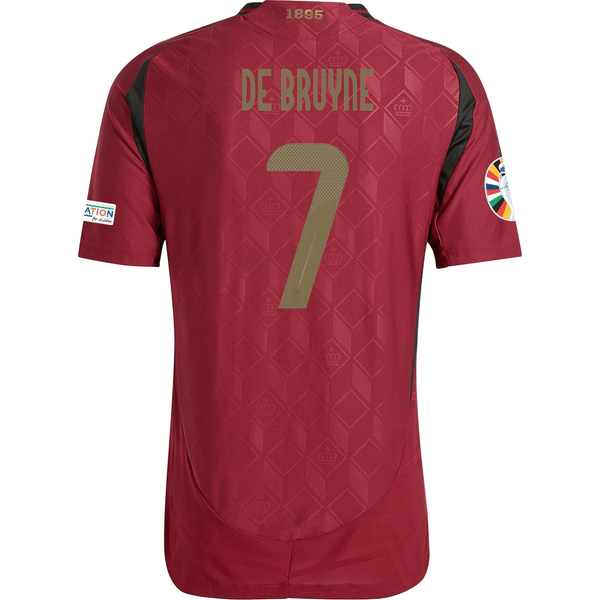 adidas Belgium Authentic Kevin De Bruyne Home Jersey w/ Euro 2024 Patc