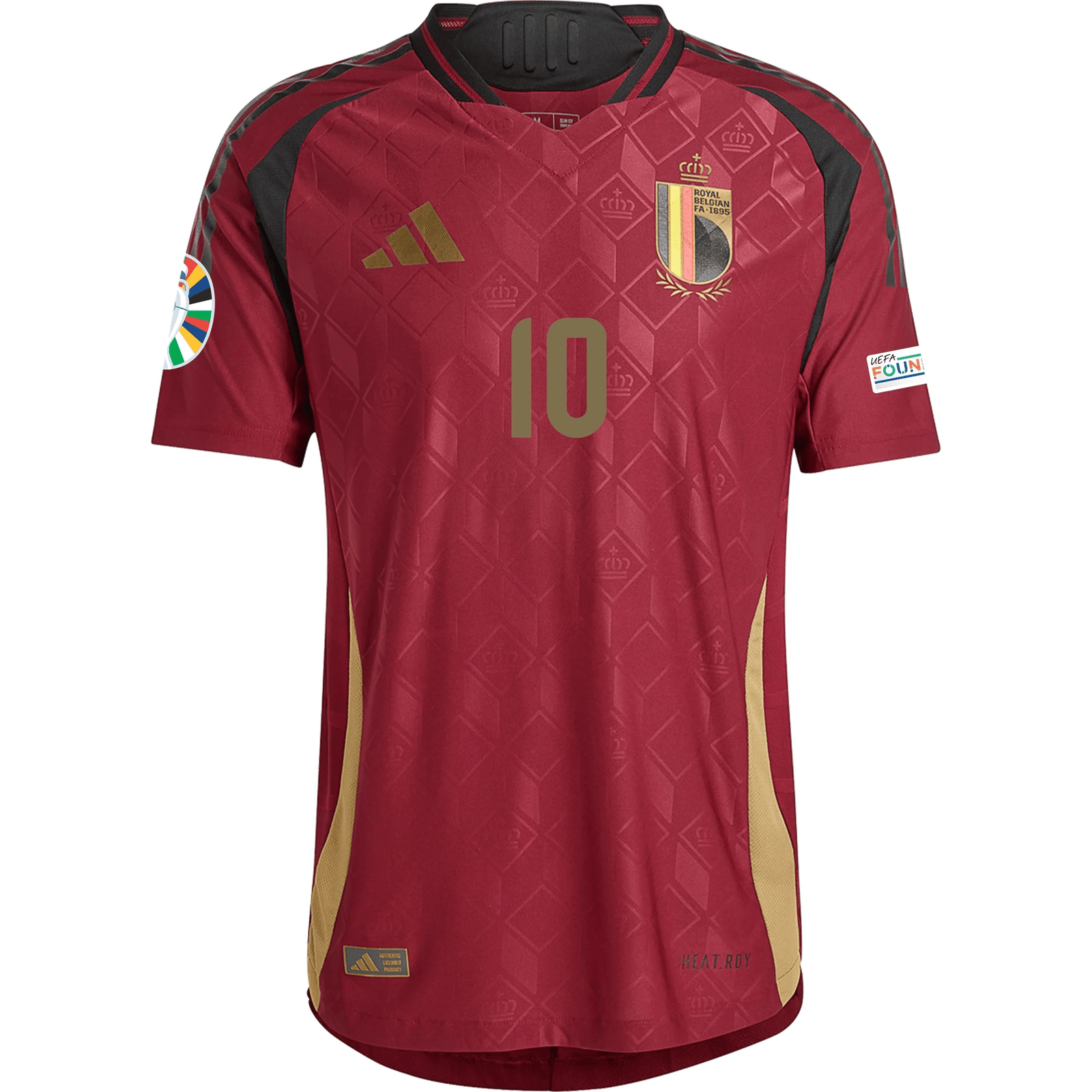 adidas Belgium Authentic Romelu Lukaku Home Jersey w/ Euro 2024 Patches 24/25 (Burgundy) | SoccerWearhouse