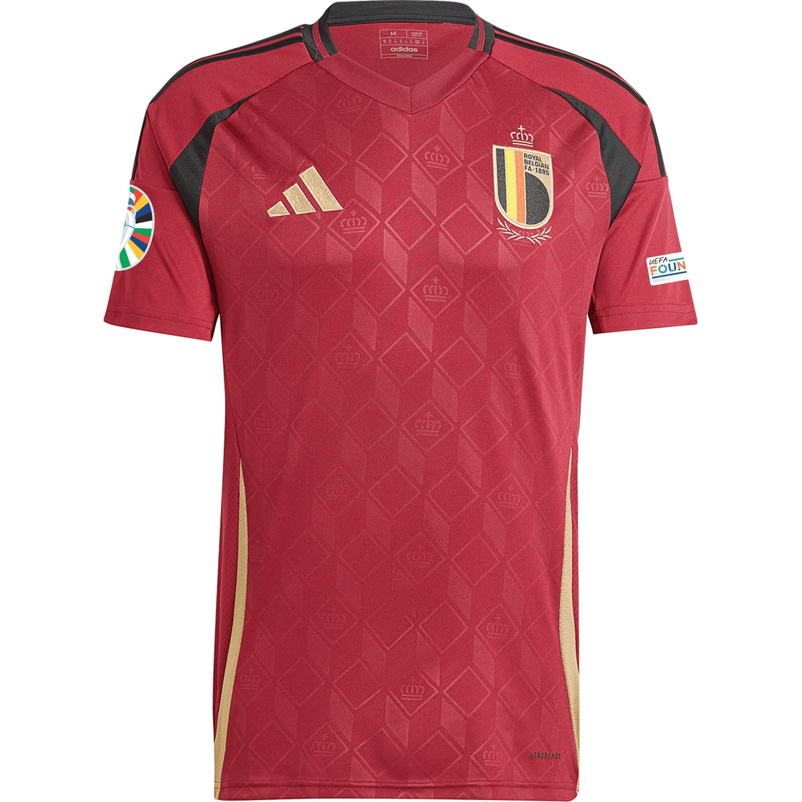 adidas Belgium Home Jersey w/ Euro 2024 Patches 24/25 (Burgundy) | SoccerWearhouse