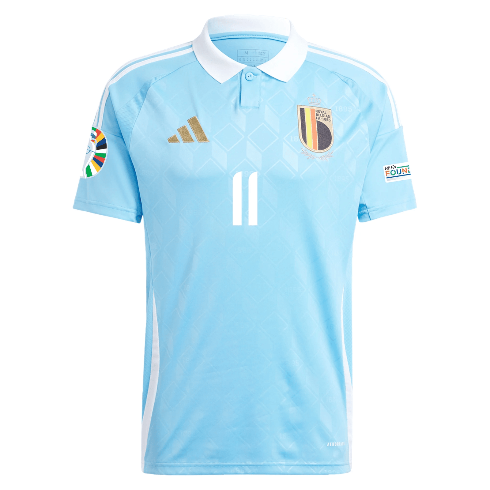 adidas Belgium Jeremy Doku Away Jersey w/ Euro 2024 Patches 24/25 (Semi Blue Burst) | SoccerWearhouse