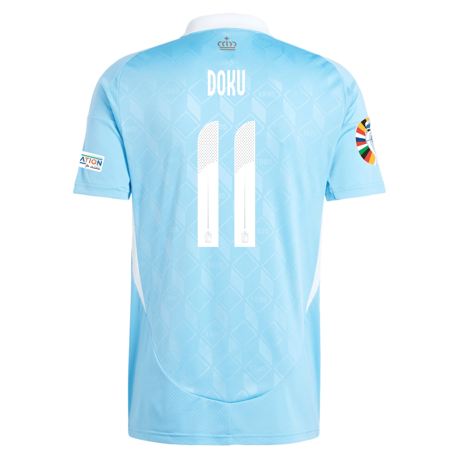 adidas Belgium Jeremy Doku Away Jersey w/ Euro 2024 Patches 24/25 (Semi Blue Burst) | SoccerWearhouse