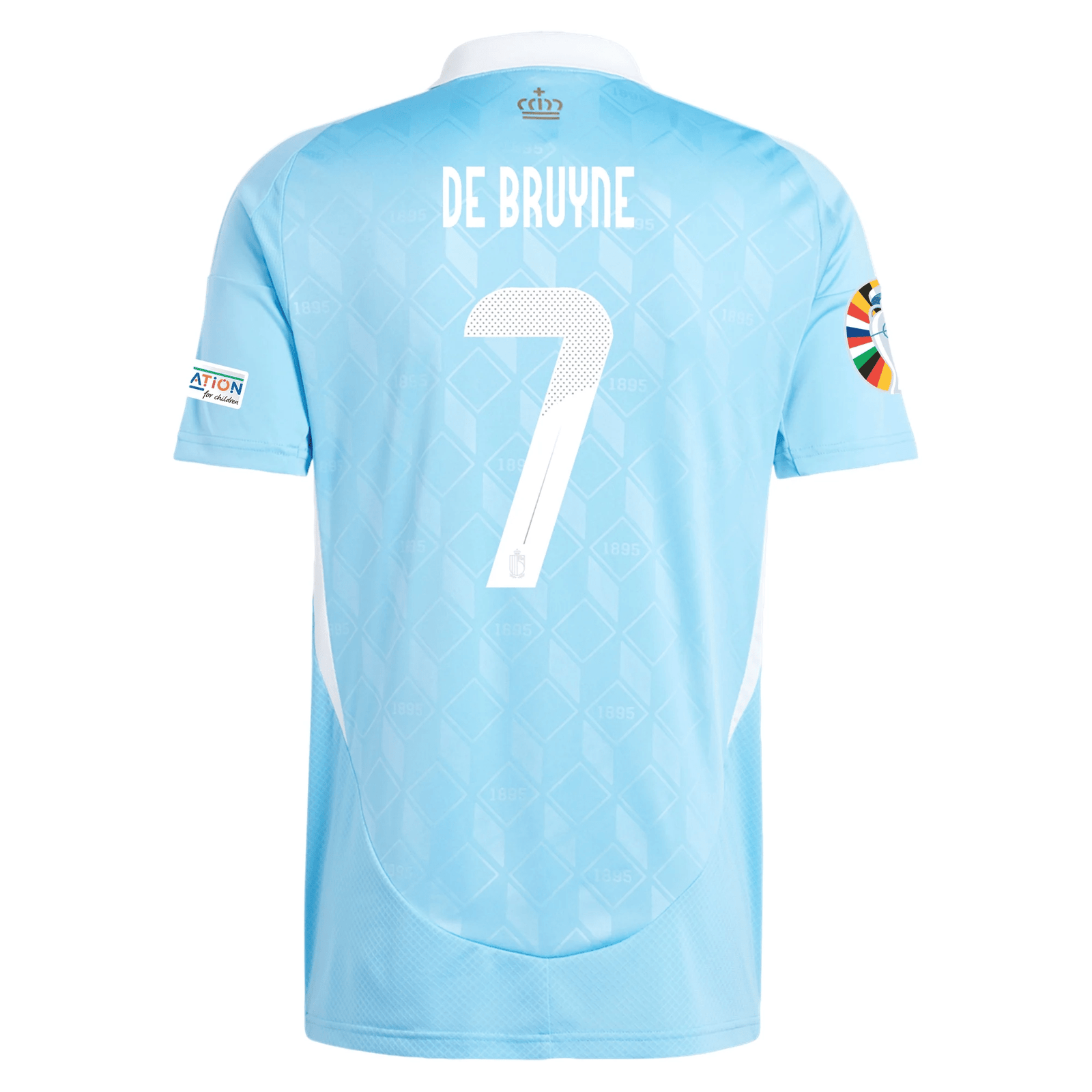 adidas Belgium Kevin De Bruyne Away Jersey w/ Euro 2024 Patches 24/25 (Semi Blue Burst) | SoccerWearhouse