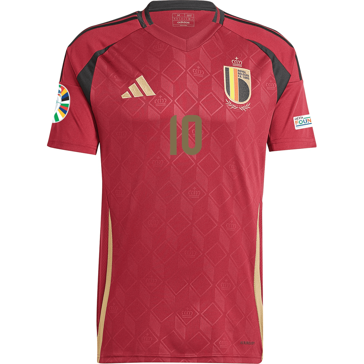 adidas Belgium Romelu Lukaku Home Jersey w/ Euro 2024 Patches 24/25 (Burgundy) | SoccerWearhouse