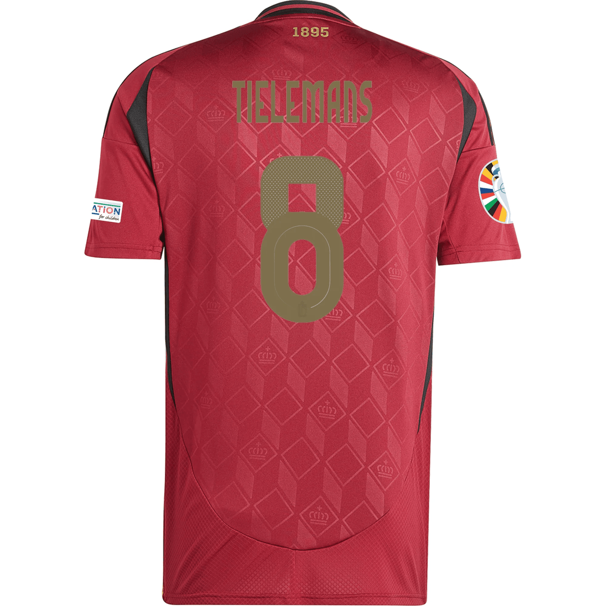 adidas Belgium Youri Tielemans Home Jersey w/ Euro 2024 Patches 24/25 (Burgundy) | SoccerWearhouse
