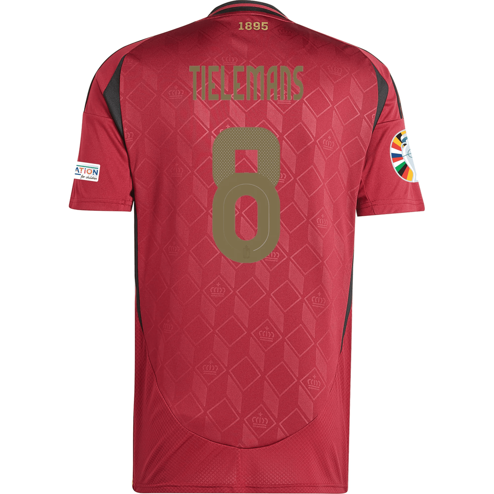 adidas Belgium Youri Tielemans Home Jersey w/ Euro 2024 Patches 24/25 (Burgundy) | SoccerWearhouse