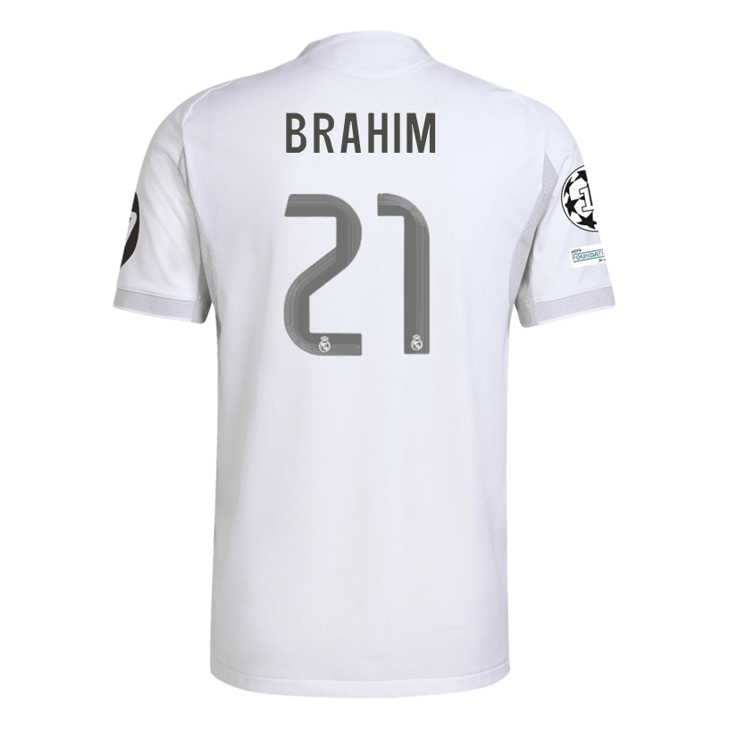adidas Brahim Díaz Real Madrid 25/26 Home Jersey w/ Champions League Patches (White) | SoccerWearhouse