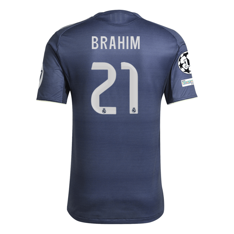 adidas Brahim Díaz Real Madrid Authentic Away Jersey 25/26 w/ Champions League Patches (Legend Ink | SoccerWearhouse