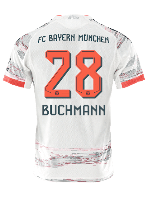 adidas Buchmann Authentic Away Jersey 25/26 w/ Sponsor + Meister Bundesliga Patch (White/Red) | SoccerWearhouse