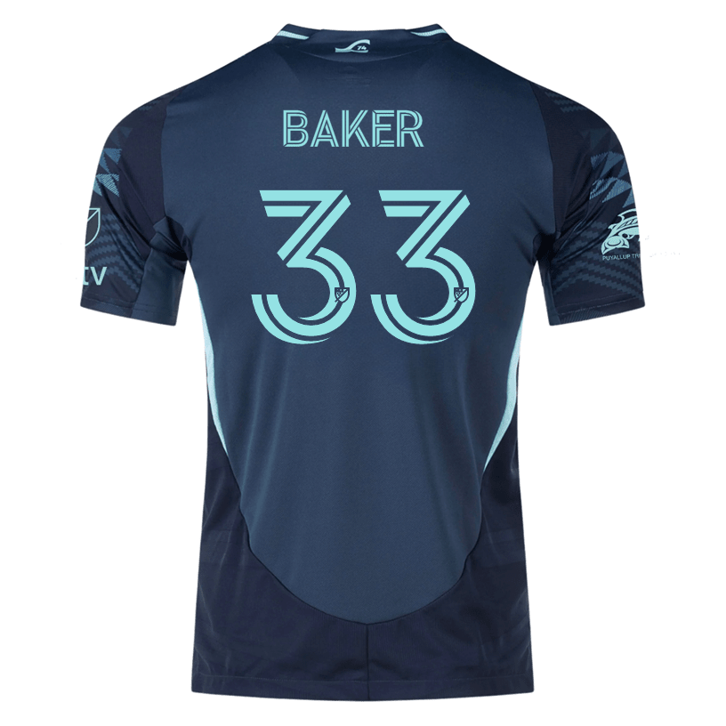 adidas C. Baker Seattle Sounders Authentic Away Jersey 25/26 w/ MLS Patches & Sponsor (Aura Ink) | SoccerWearhouse