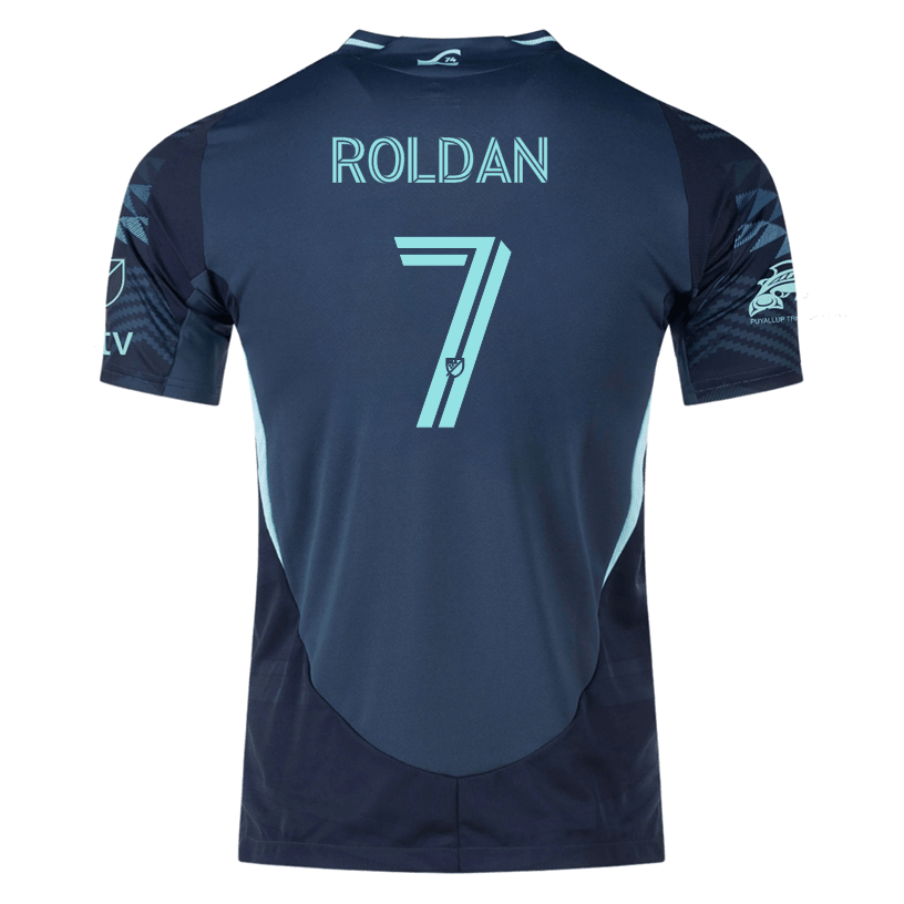 adidas C. Roldan Seattle Sounders Authentic Away Jersey 25/26 w/ MLS Patches & Sponsor (Aura Ink) | SoccerWearhouse