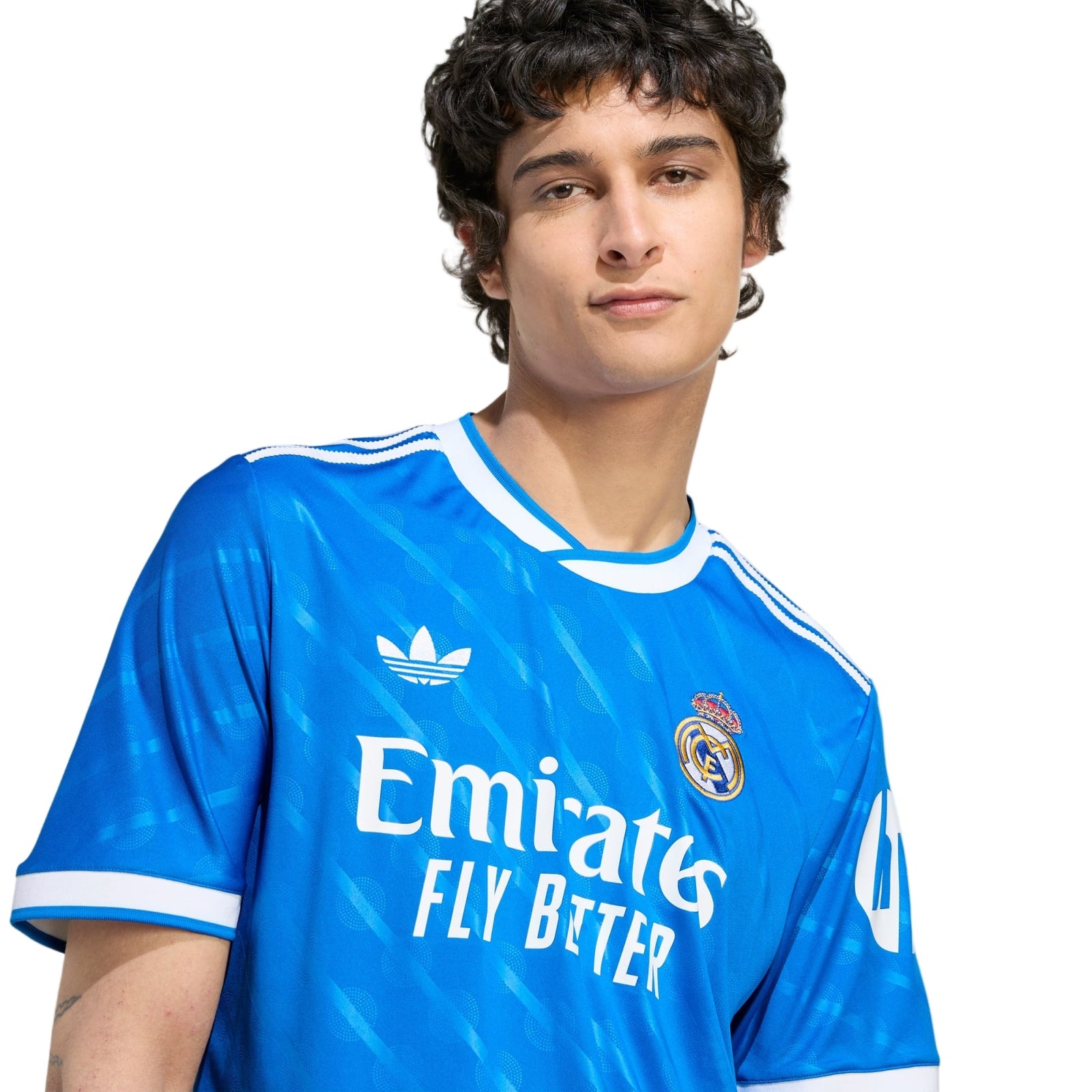 adidas Camavinga Men's Real Madrid Third Jersey 25/26 w/ Champions League Patches (Blue/White) | SoccerWearhouse