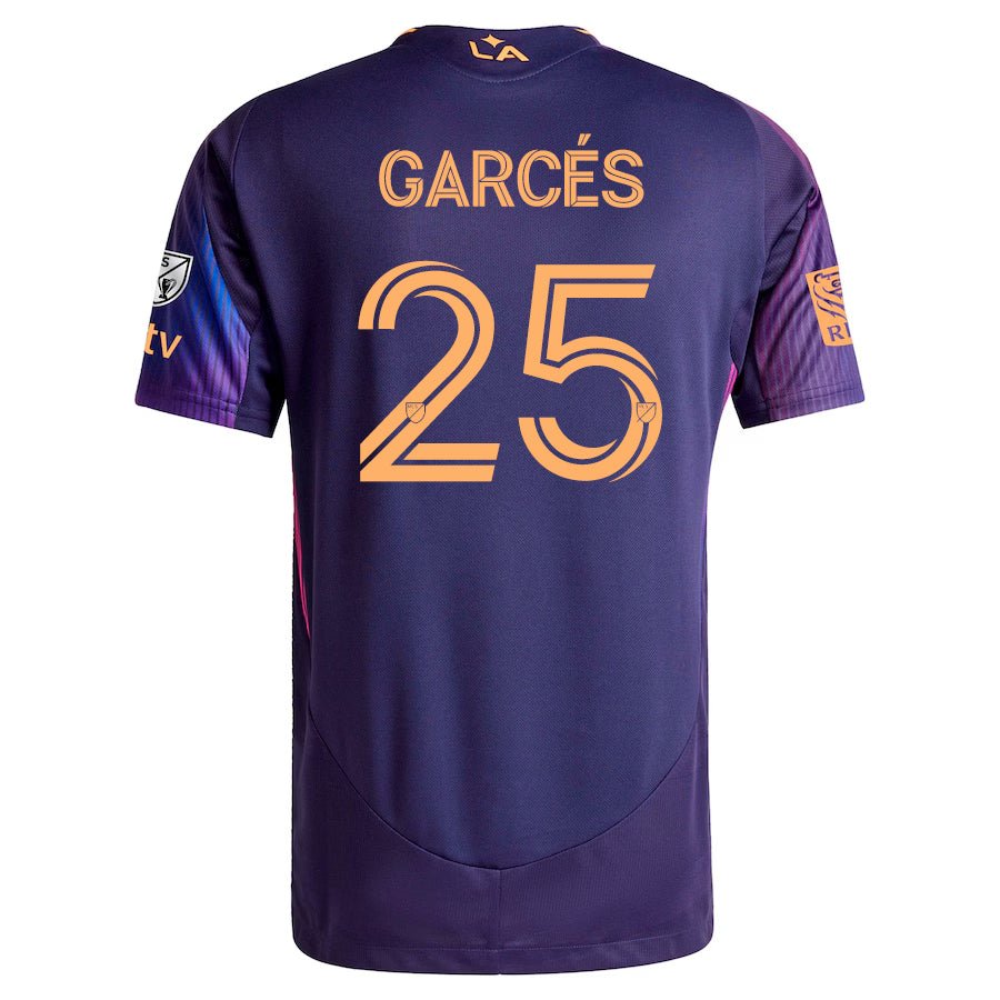 adidas Carlos Garcés LA Galaxy Authentic Away Jersey w/ MLS + Apple TV + RBC Sponsor 25/26 (Purple) | SoccerWearhouse